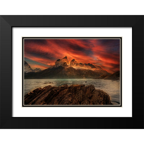 Mountain color Black Modern Wood Framed Art Print with Double Matting by Su, Yuan