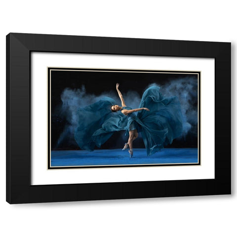 Rasa Ballerina Black Modern Wood Framed Art Print with Double Matting by Suhardjo, Lisdiyanto