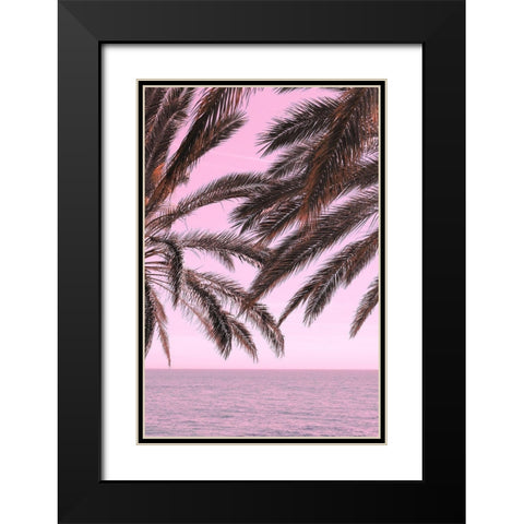 Palm Pink_001 Black Modern Wood Framed Art Print with Double Matting by 1x Studio III