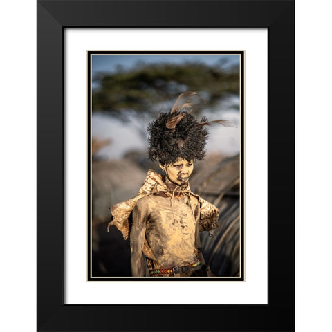 Dassenech Man Black Modern Wood Framed Art Print with Double Matting by Cole, Trevor