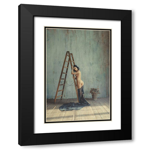 Belle Fleur Black Modern Wood Framed Art Print with Double Matting by InTheMoment