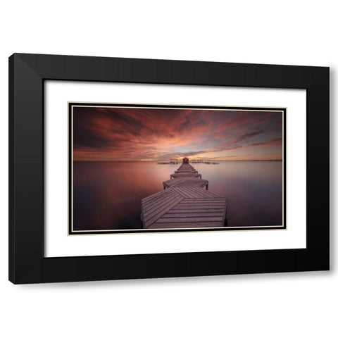 Amanecer en el balneario Black Modern Wood Framed Art Print with Double Matting by Tobarra Narro, Doroteo