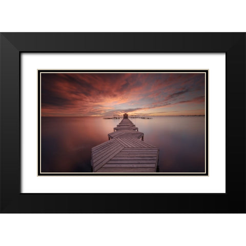 Amanecer en el balneario Black Modern Wood Framed Art Print with Double Matting by Tobarra Narro, Doroteo