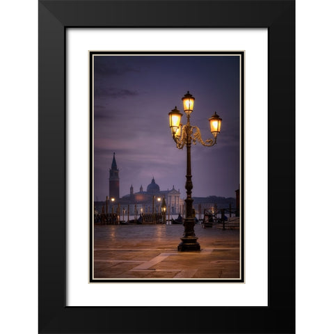 Sunrise in Venice Black Modern Wood Framed Art Print with Double Matting by Lopez, Bartolome