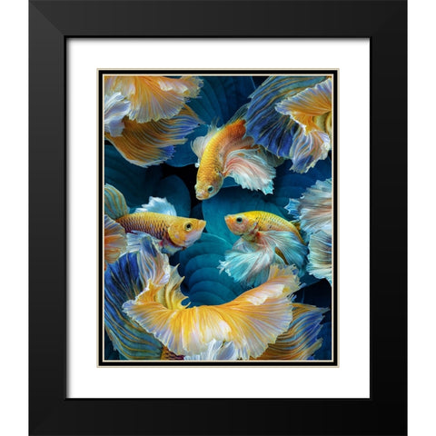Colorfish Black Modern Wood Framed Art Print with Double Matting by Egger, Marcel