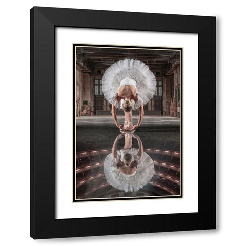 BallerinaStage Black Modern Wood Framed Art Print with Double Matting by Egger, Marcel