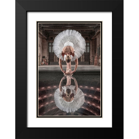 BallerinaStage Black Modern Wood Framed Art Print with Double Matting by Egger, Marcel
