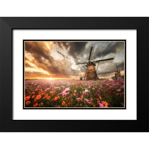 Magnificent Flower World Black Modern Wood Framed Art Print with Double Matting by Suzuki, Daiki