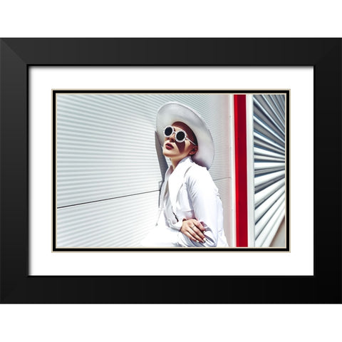 Crossing the Red Line Black Modern Wood Framed Art Print with Double Matting by Bolgov (Axe), Ruslan