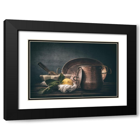 Copper Cookware Black Modern Wood Framed Art Print with Double Matting by La Gioia, Bart