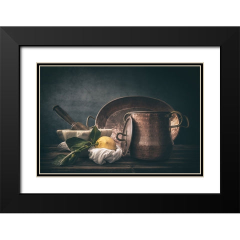 Copper Cookware Black Modern Wood Framed Art Print with Double Matting by La Gioia, Bart