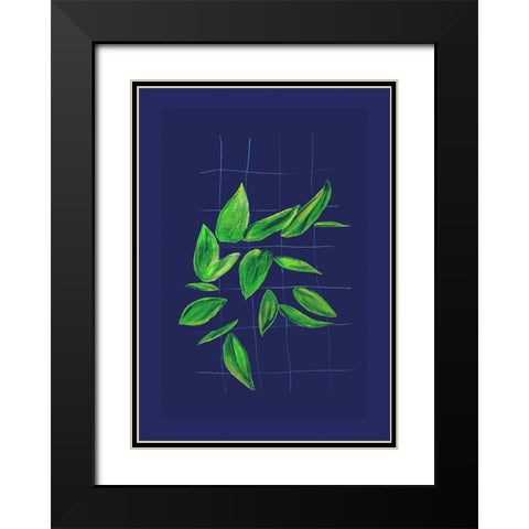 Grid leaves 1 Black Modern Wood Framed Art Print with Double Matting by Woelders, Tania Sloth