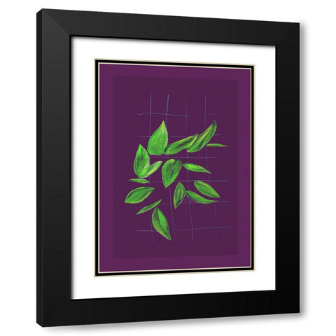 Grid leaves 2 Black Modern Wood Framed Art Print with Double Matting by Woelders, Tania Sloth