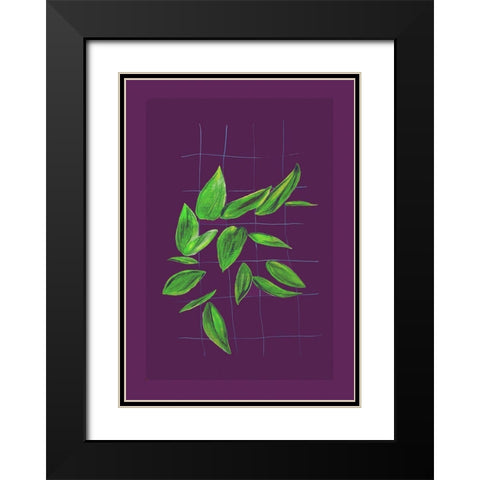 Grid leaves 2 Black Modern Wood Framed Art Print with Double Matting by Woelders, Tania Sloth