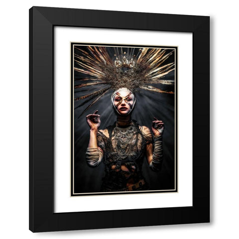 We come in peace Black Modern Wood Framed Art Print with Double Matting by Tesching, Klaus