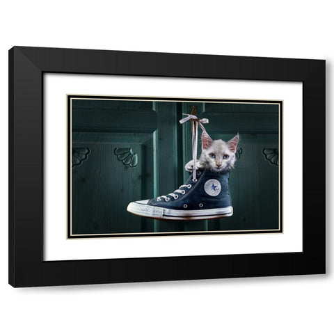 Catshoe Black Modern Wood Framed Art Print with Double Matting by Egger, Marcel