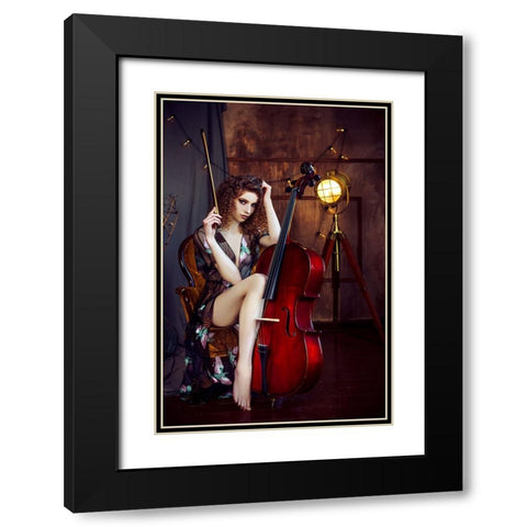 Music is my sweetest escape Black Modern Wood Framed Art Print with Double Matting by Bolgov (Axe), Ruslan