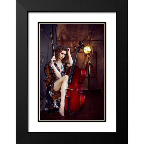 Music is my sweetest escape Black Modern Wood Framed Art Print with Double Matting by Bolgov (Axe), Ruslan