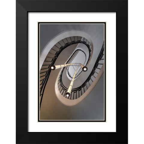 Stairs With Lights Black Modern Wood Framed Art Print with Double Matting by Dupont, Isabelle