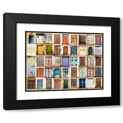 The 45 Doors Black Modern Wood Framed Art Print with Double Matting by Turkistani, Hanaa