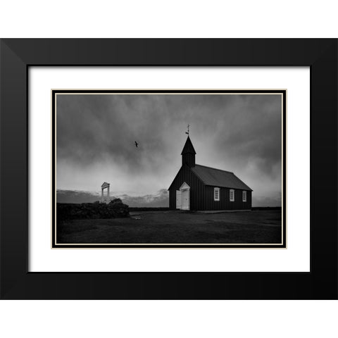 Black church Black Modern Wood Framed Art Print with Double Matting by Uhrin, Milan