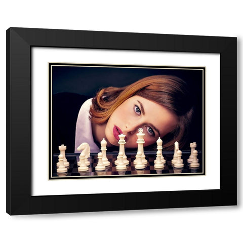 Queens Gambit Black Modern Wood Framed Art Print with Double Matting by Rozenberg Sherez, Ifat