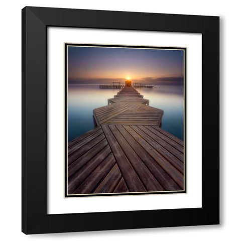 Palkway in the sun Black Modern Wood Framed Art Print with Double Matting by Lopez, Bartolome