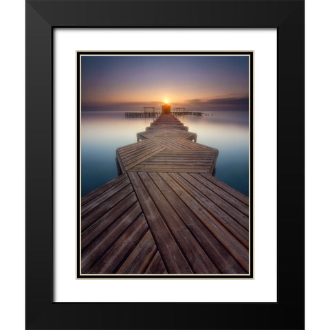 Palkway in the sun Black Modern Wood Framed Art Print with Double Matting by Lopez, Bartolome