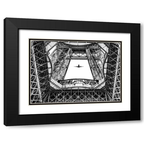 Paris Eifel Black Modern Wood Framed Art Print with Double Matting by Philippe, Laruelle