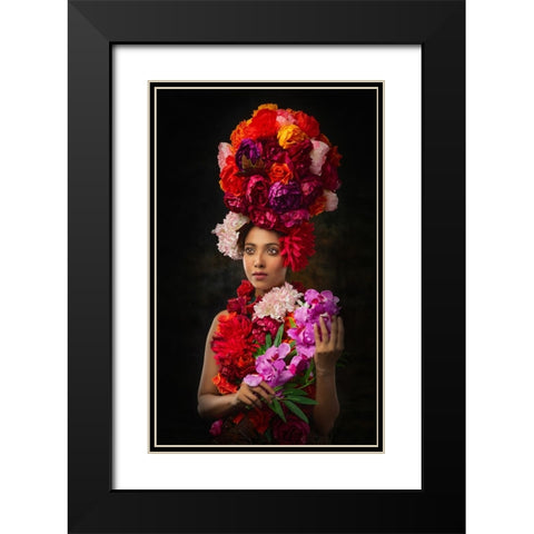 Flower Queen Black Modern Wood Framed Art Print with Double Matting by Banerjee, Nilendu