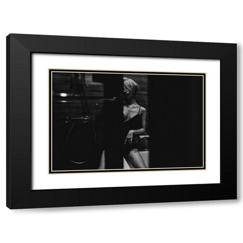 Onna Black Modern Wood Framed Art Print with Double Matting by Ishikura, Takaaki