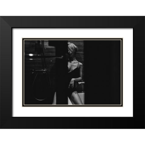 Onna Black Modern Wood Framed Art Print with Double Matting by Ishikura, Takaaki