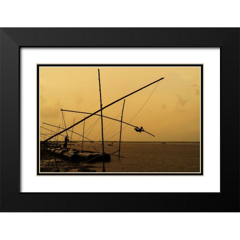 The struggle in the rain. Black Modern Wood Framed Art Print with Double Matting by Arifuzzaman, Md.