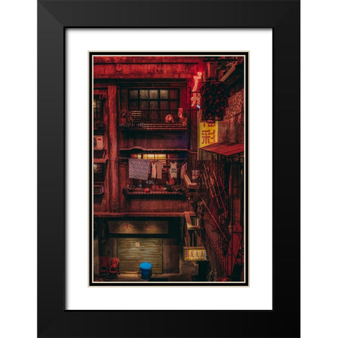 Food Market Black Modern Wood Framed Art Print with Double Matting by Zheng, Yuyu