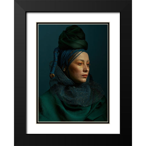 Mina Black Modern Wood Framed Art Print with Double Matting by Shiki, Shizuo