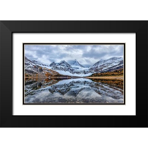 Assiniboine reflection Black Modern Wood Framed Art Print with Double Matting by Lin, Ning