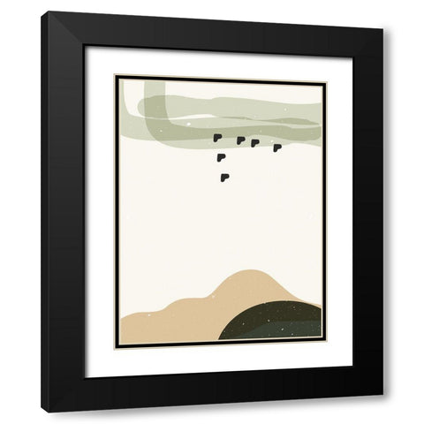 Abstract composition 9 Black Modern Wood Framed Art Print with Double Matting by NKTN