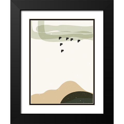 Abstract composition 9 Black Modern Wood Framed Art Print with Double Matting by NKTN