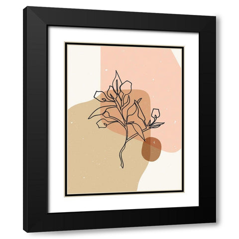 Abstract composition 14 Black Modern Wood Framed Art Print with Double Matting by NKTN