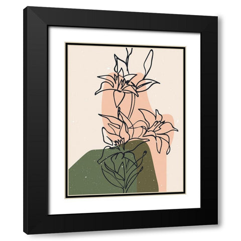 Abstract composition 17 Black Modern Wood Framed Art Print with Double Matting by NKTN