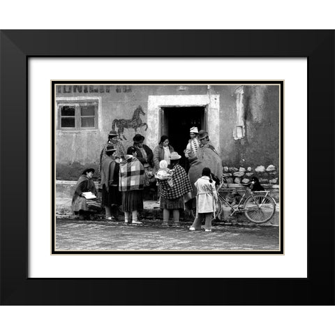 Town Council In Pukara Black Modern Wood Framed Art Print with Double Matting by Pizzocaro, Giorgio
