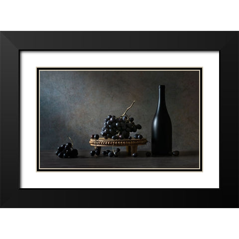 grapes Black Modern Wood Framed Art Print with Double Matting by Wei, Rong