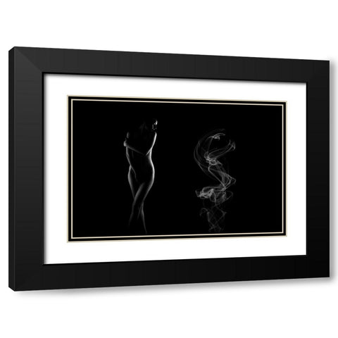 Noir Black Modern Wood Framed Art Print with Double Matting by Das, Prithul