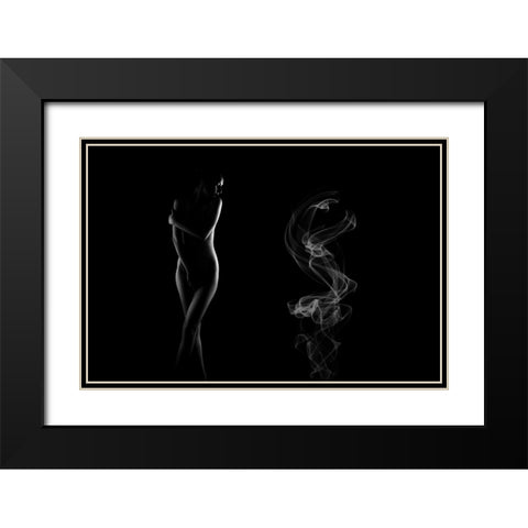 Noir Black Modern Wood Framed Art Print with Double Matting by Das, Prithul