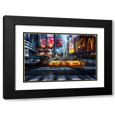 a taxi for christmas Black Modern Wood Framed Art Print with Double Matting by Garcia, Helena
