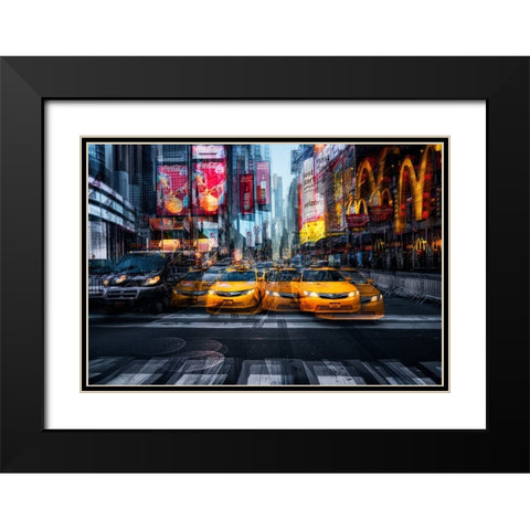 a taxi for christmas Black Modern Wood Framed Art Print with Double Matting by Garcia, Helena
