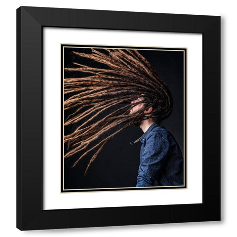 Dreadlocks Black Modern Wood Framed Art Print with Double Matting by Aminrezai, Hamid