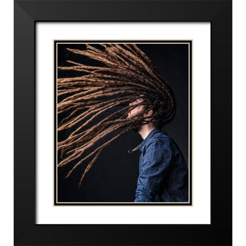Dreadlocks Black Modern Wood Framed Art Print with Double Matting by Aminrezai, Hamid
