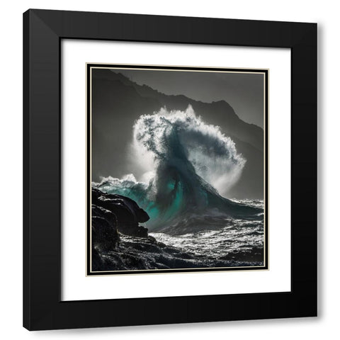 Kauai Twisted Wave Black Modern Wood Framed Art Print with Double Matting by Fong, Ken
