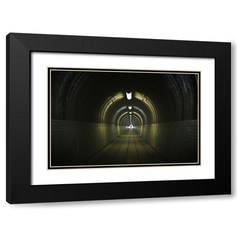 Tunnel, go ahead Black Modern Wood Framed Art Print with Double Matting by Kiri, Reiko